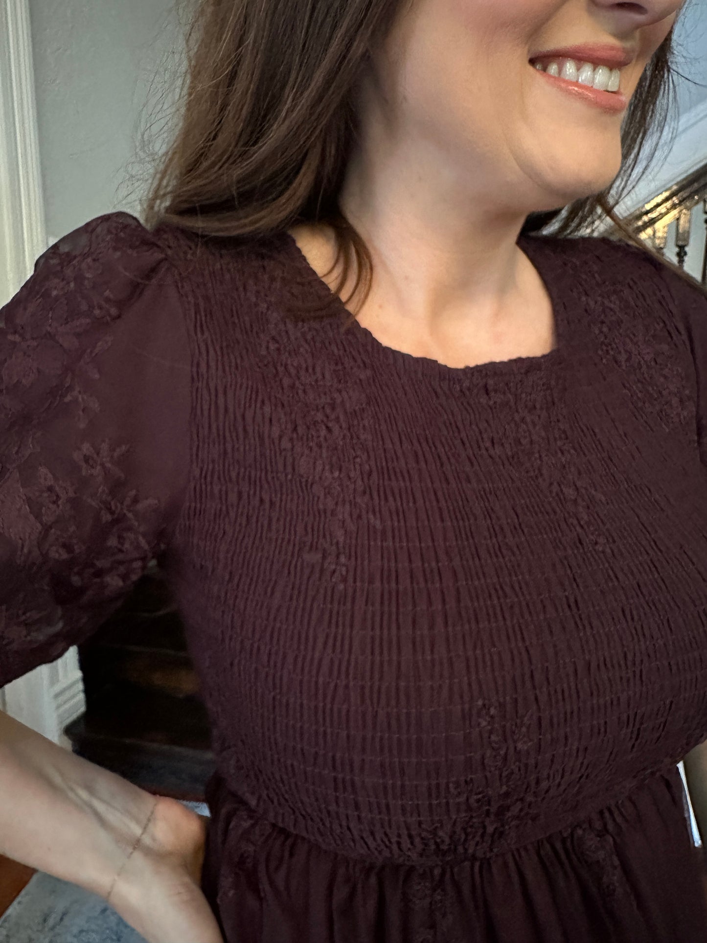Plum Lace Midi Dress