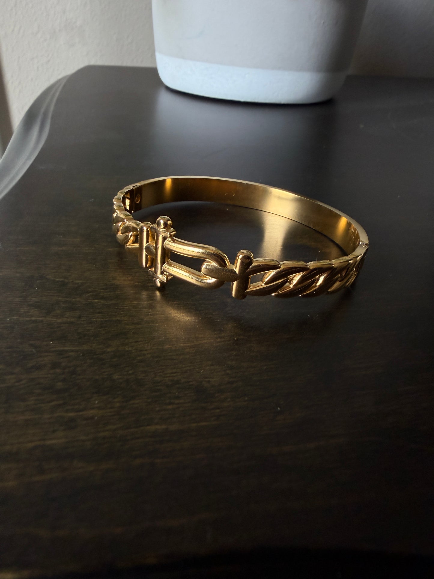 Gold buckle bangle