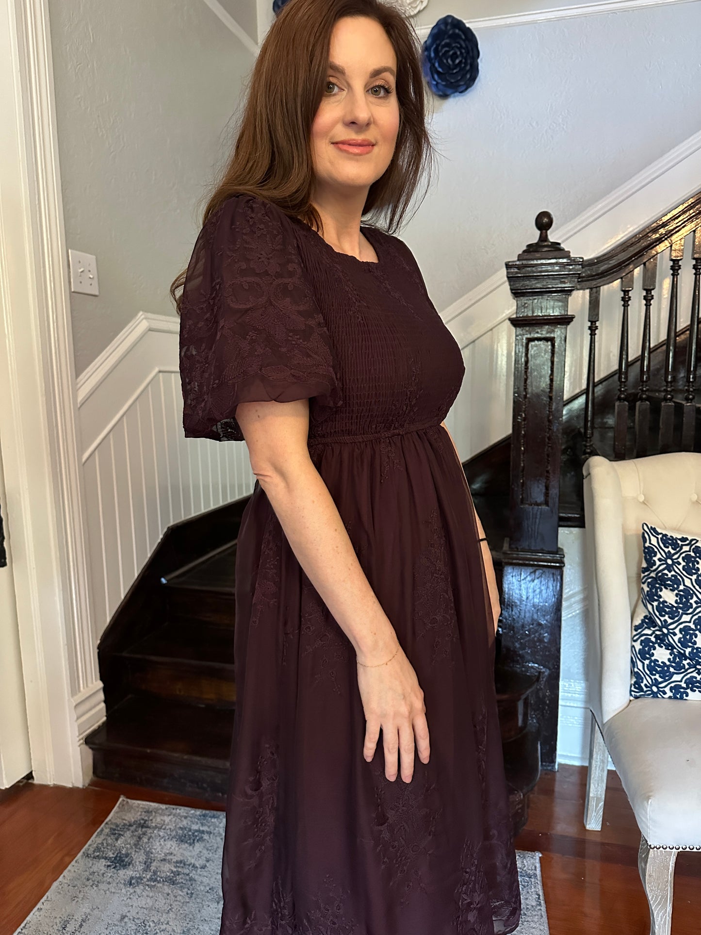 Plum Lace Midi Dress