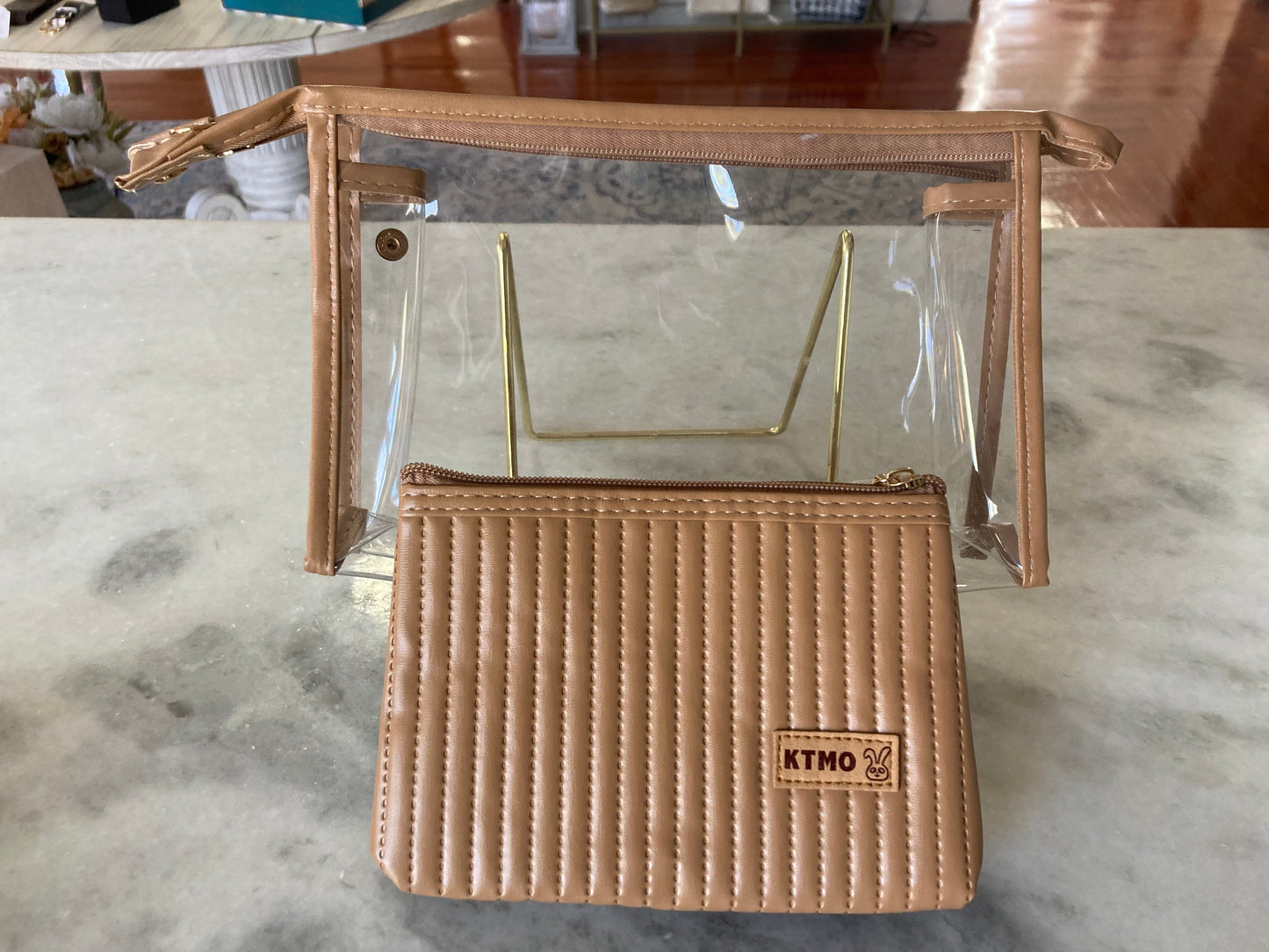 Clear zipper bag with cosmetic pouch
