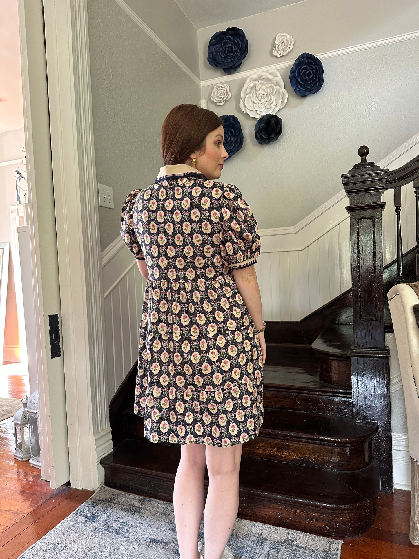 Navy flower print dress