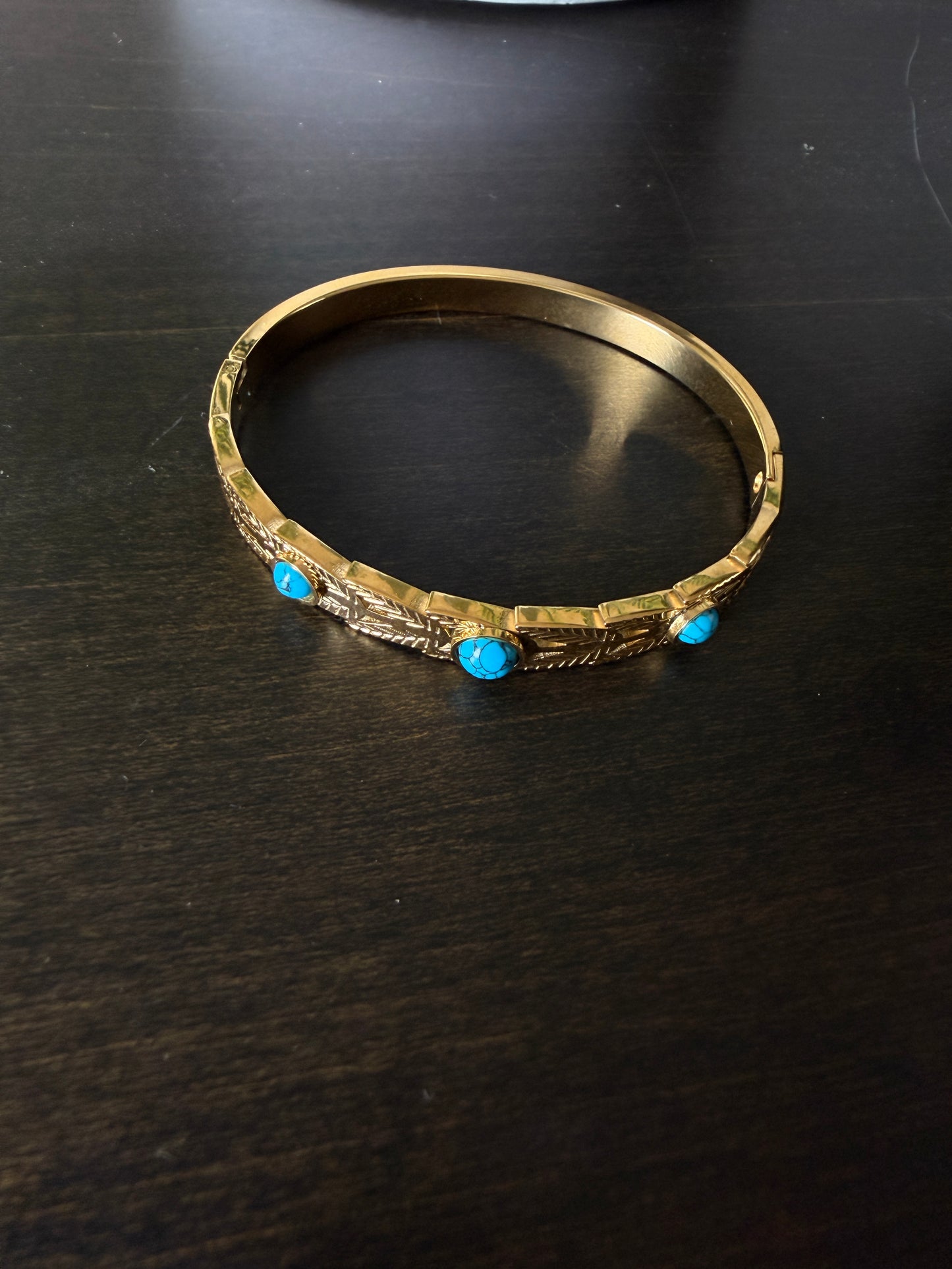 Gold turquoise bangle