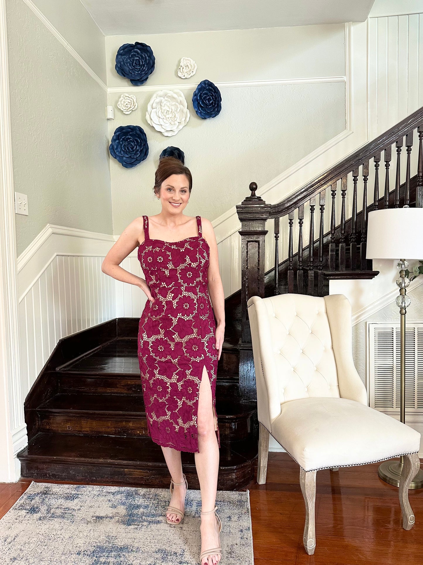 Berry lace midi dress