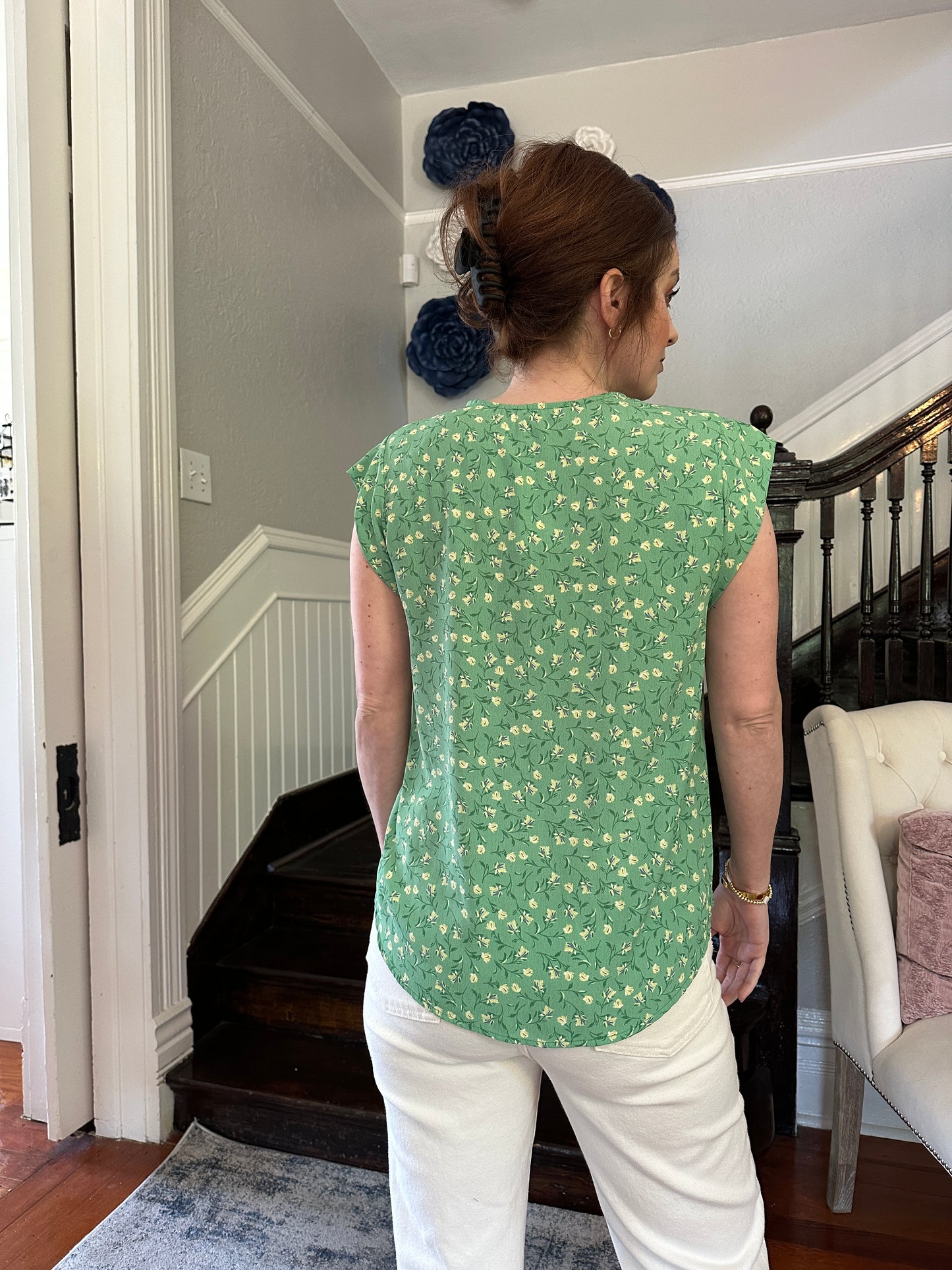Green Floral Top