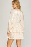 cream tiered long sleeve dress