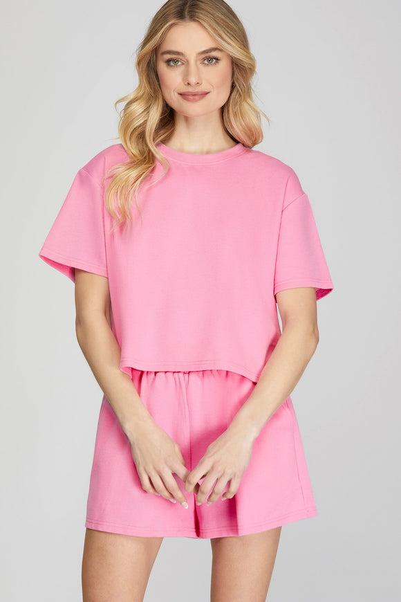 Pink Short Sleeve Knit Tee