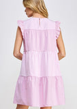 pink striped ruffle dress