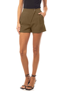 Olive Side Button Shorts