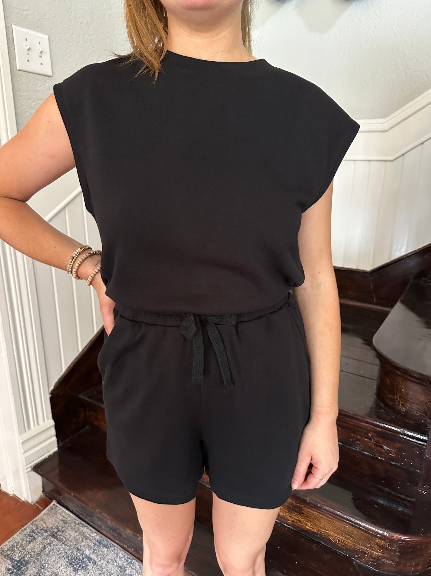 Black Open Back Romper