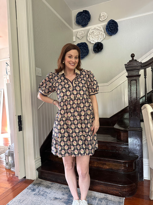 Navy flower print dress