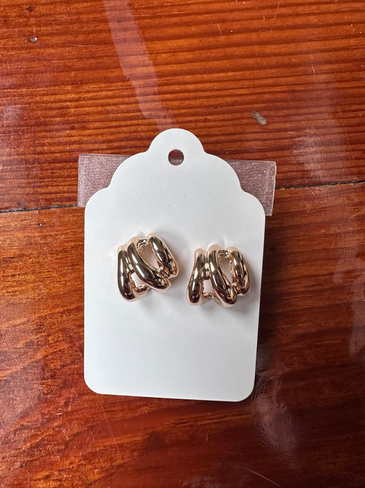 Gold 3 pin earrings