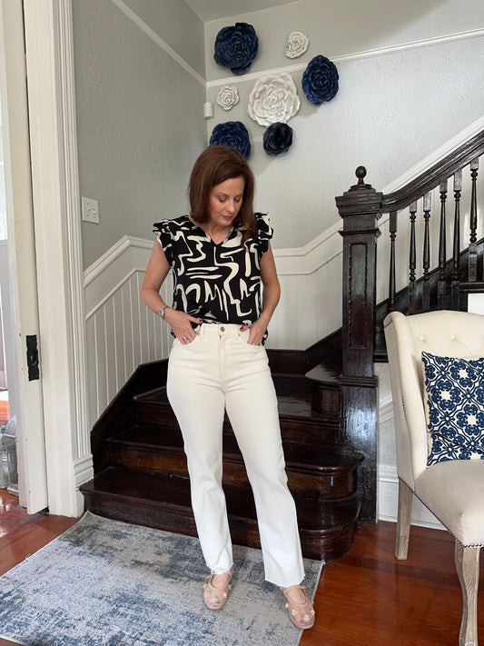 Cream Straight Jeans