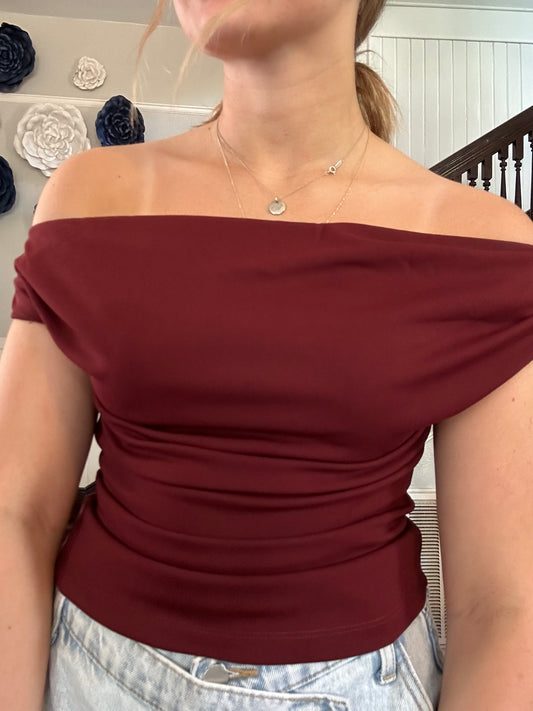 Burgundy Off Shoulder Top