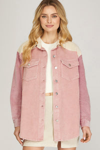 Pink and crème corduroy jacket