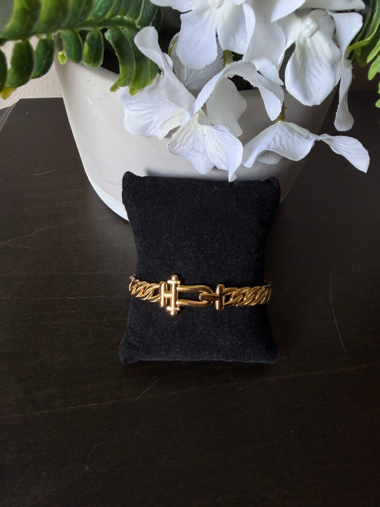 Gold buckle bangle
