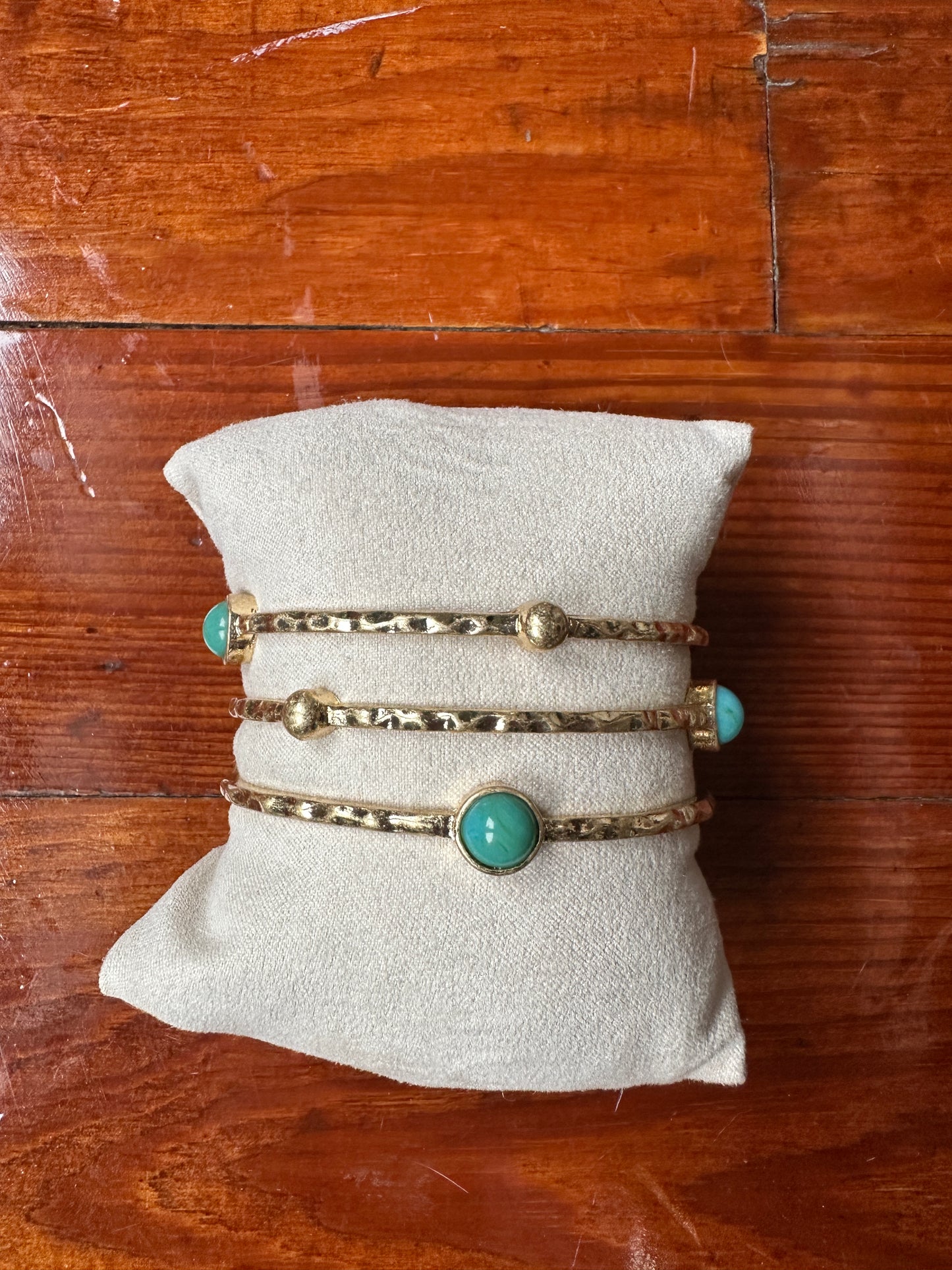 Gold and turquoise wide cuff bracelet