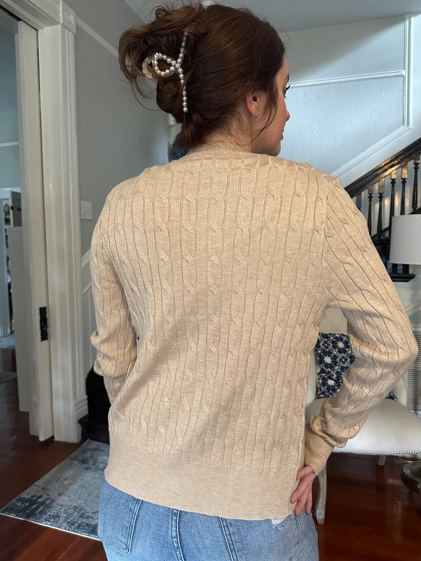 Khaki Cable Button Cardigan