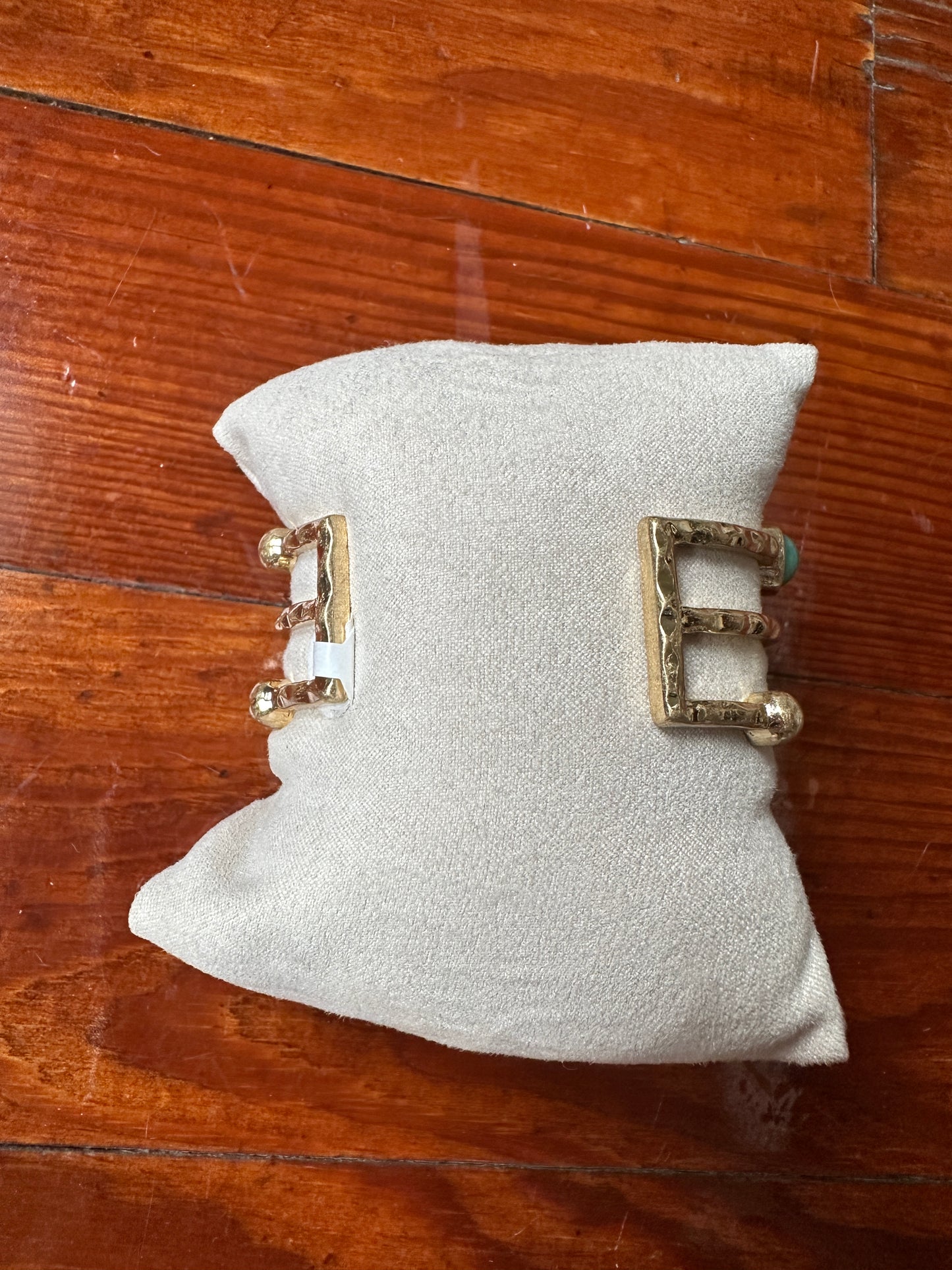 Gold and turquoise wide cuff bracelet