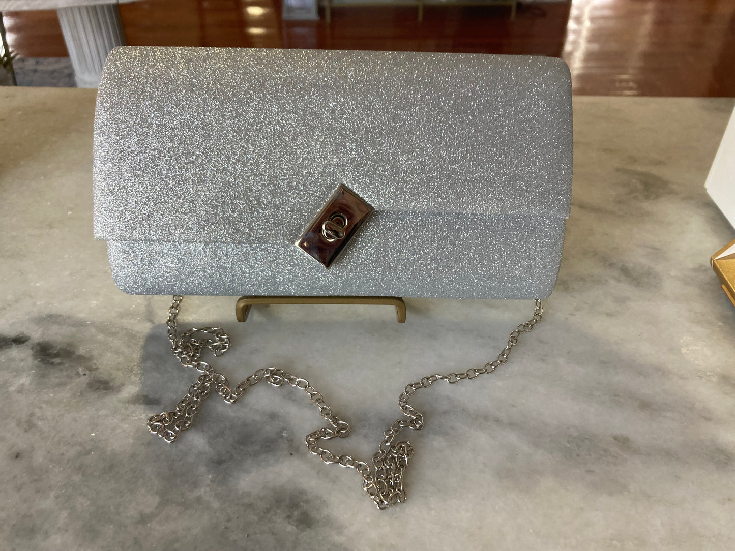 Silver square clutch