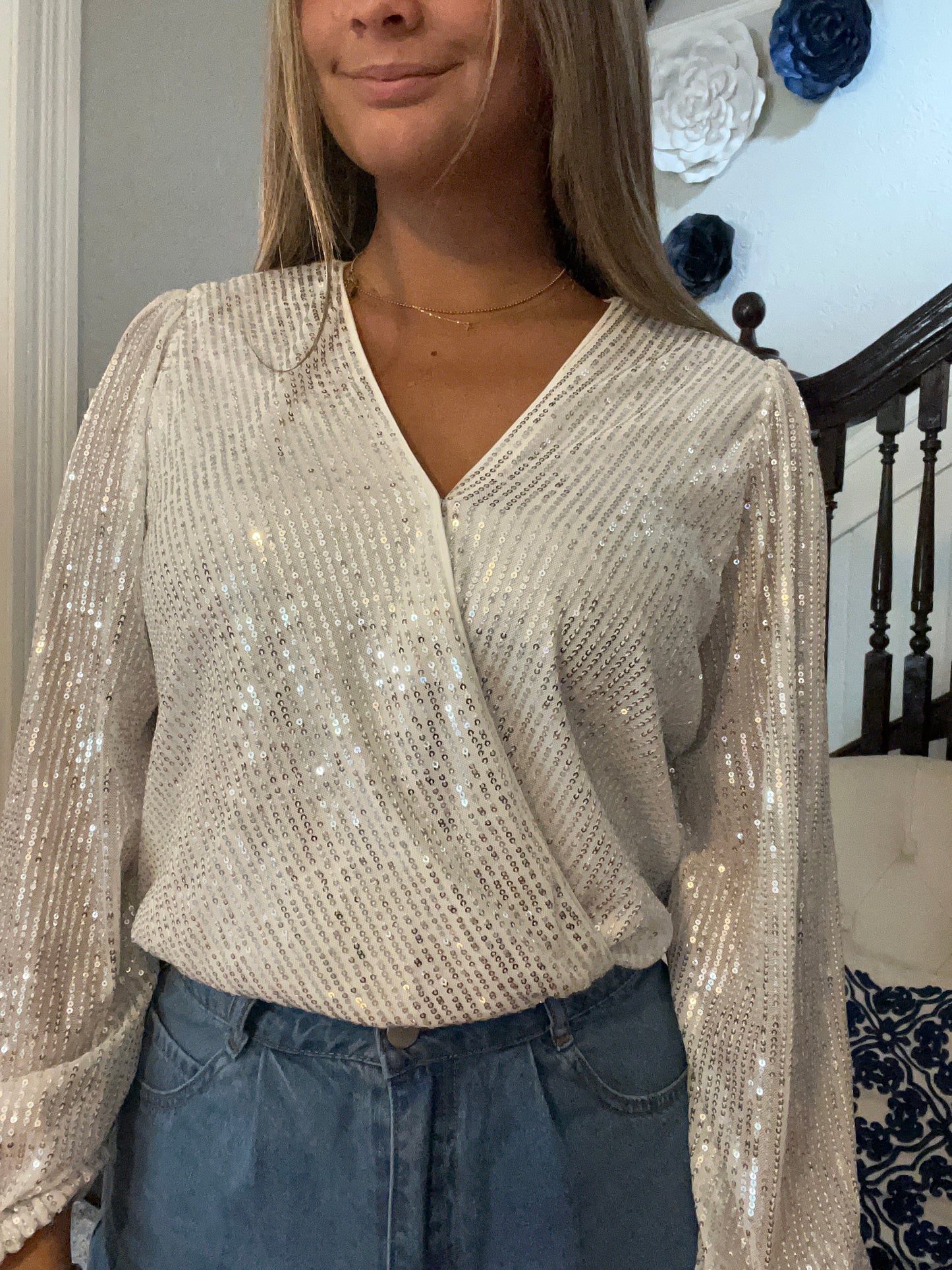 Silver Sequin Bodysuit