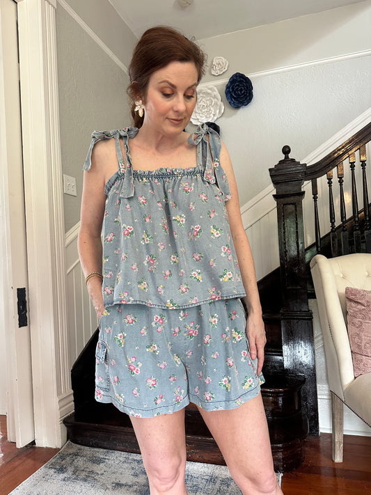 Floral Denim Top