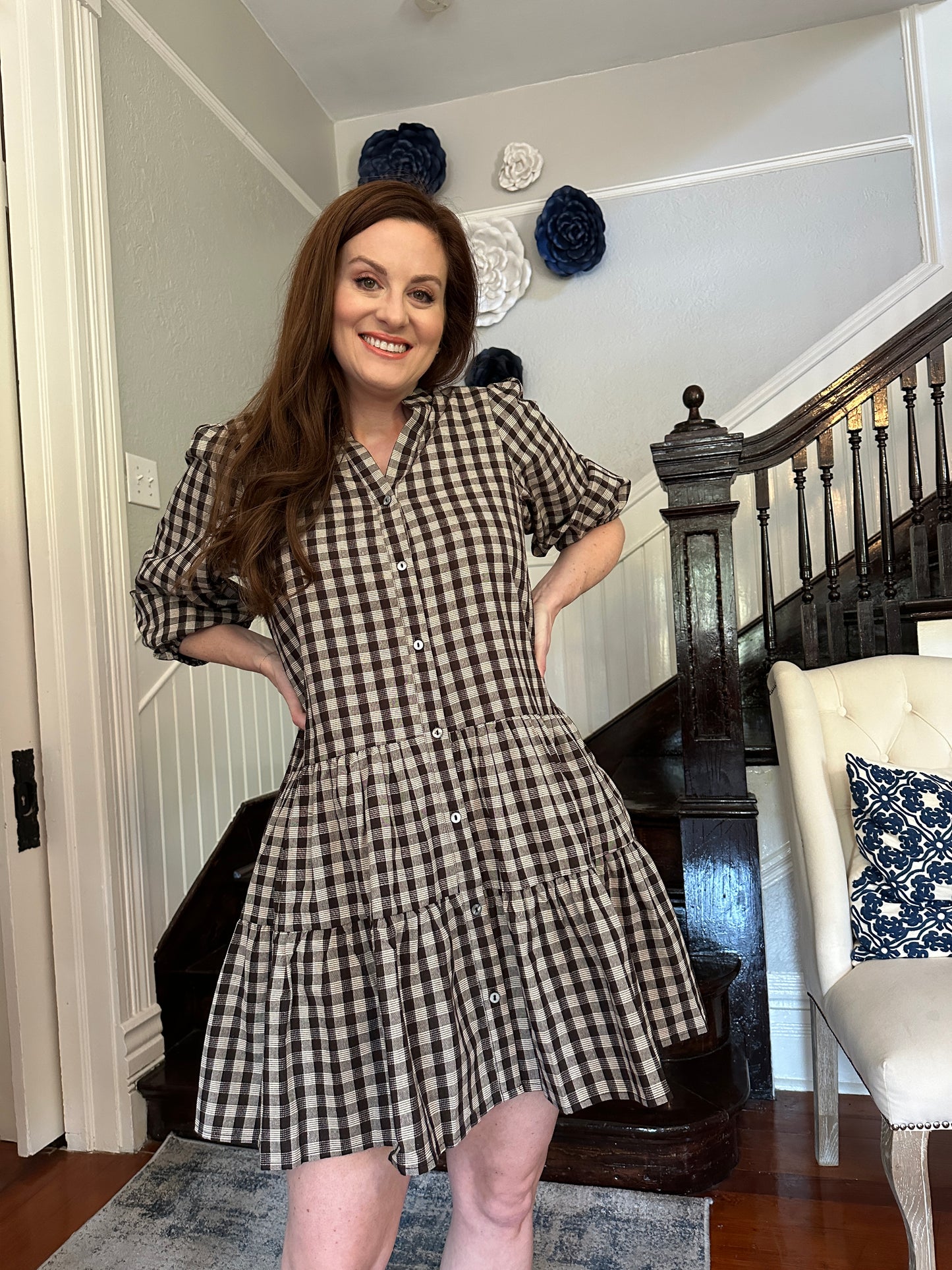 Black Tan Gingham Dress