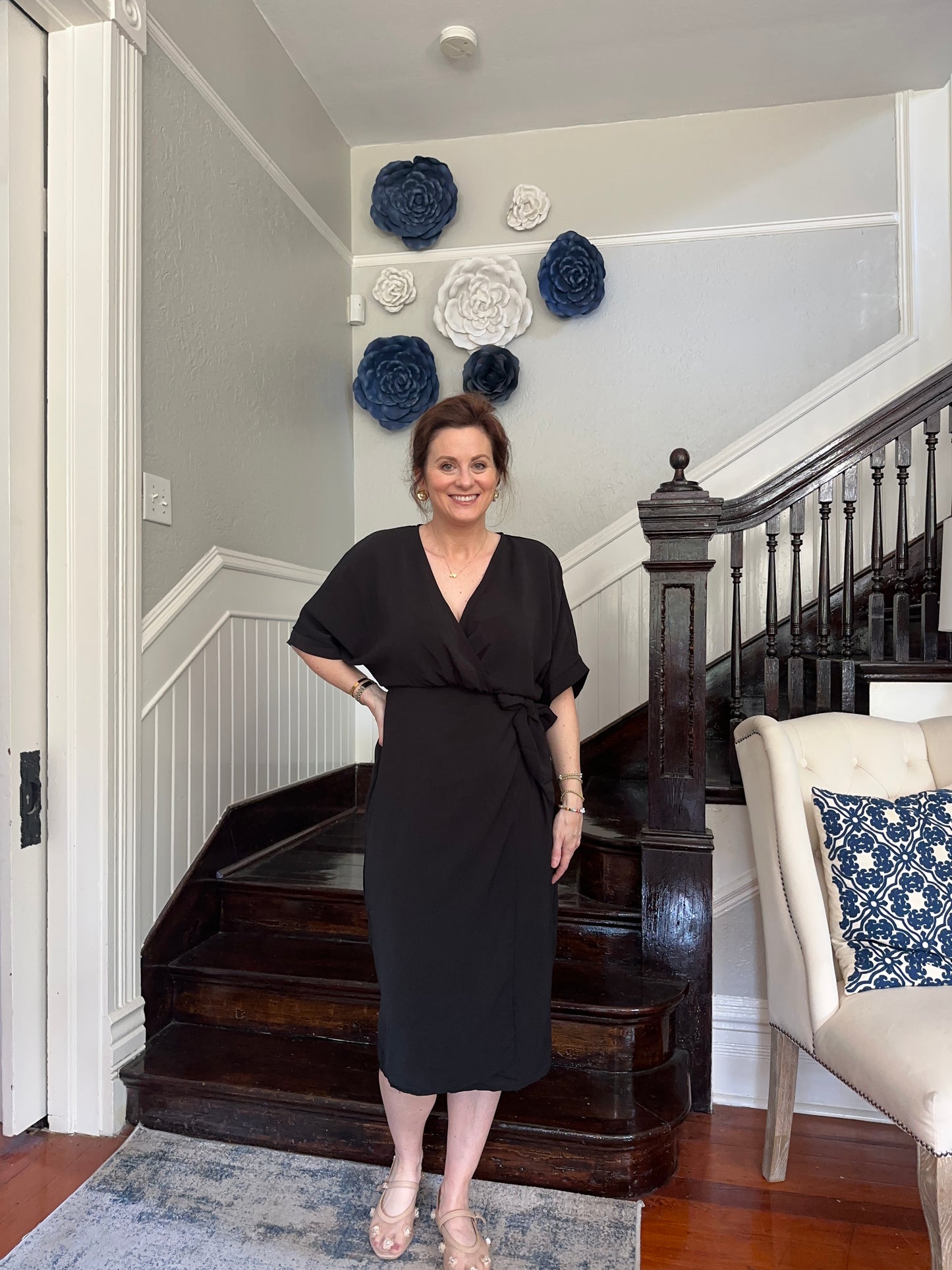 Black Midi Wrap Dress