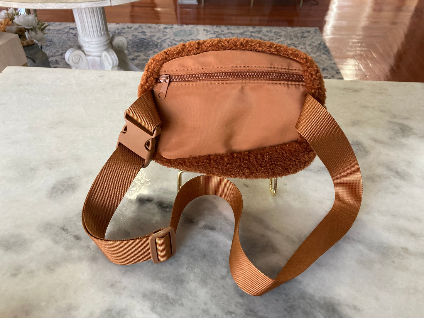 Brown Sherpa fleece Fanny pack