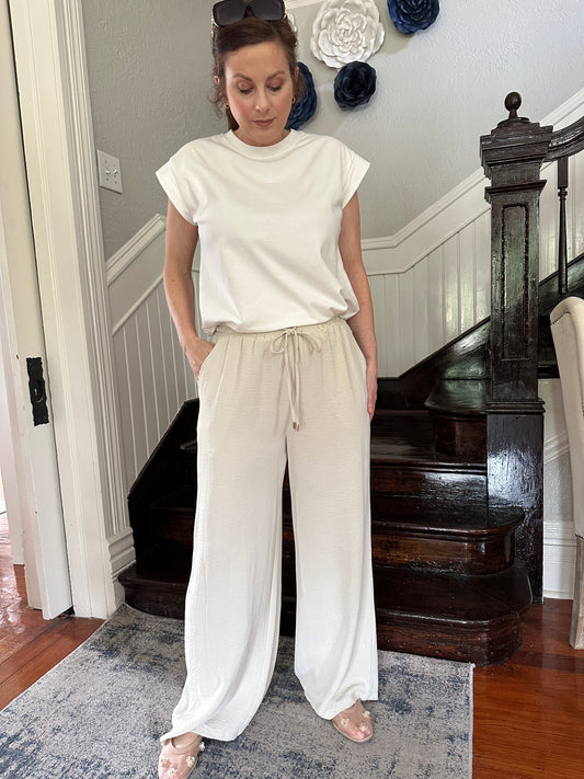 Beige Drawstring Pants