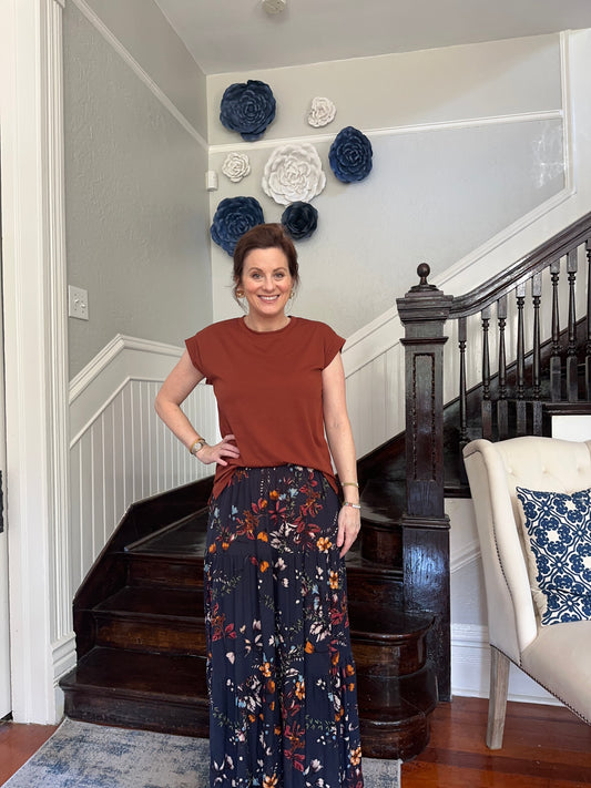 Rust Cap Sleeve Top