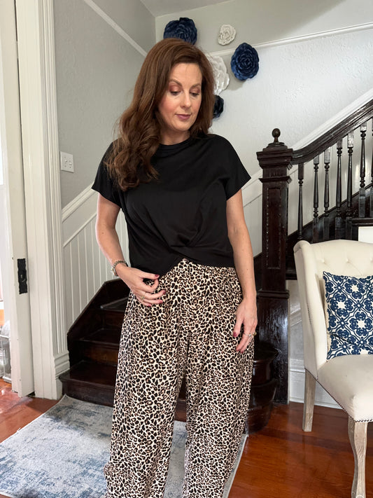 Black Front Twist Top