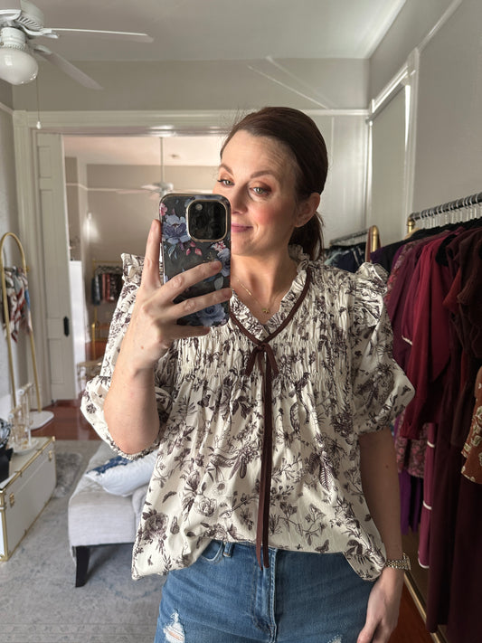 Brown garden blouse