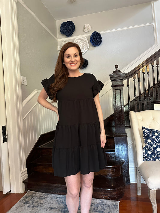 Black Ruffle Shift Dress