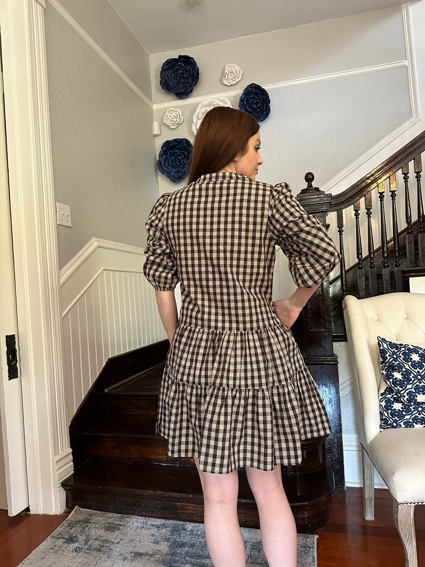 Black Tan Gingham Dress