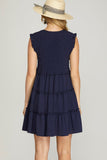 Navy Rouched Babydoll Dress