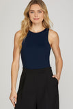 Navy high neck bodysuit