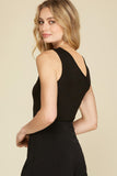 Black Sleeveless Diagonal Top