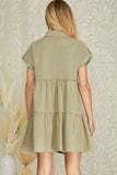 Olive Button Down Babydoll Dress