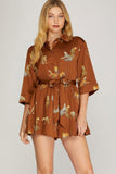Brown Jaguar Printed Romper