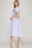 Purple lilac midi dress