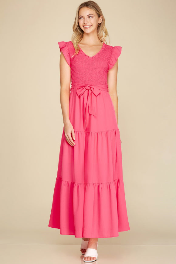 Pink Smocked Maxi