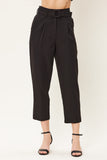 Black Straight Leg Belted Pants
