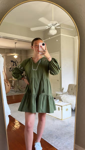Olive Embroidered Dress