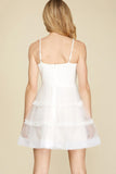 asymmetrical white tiered dress
