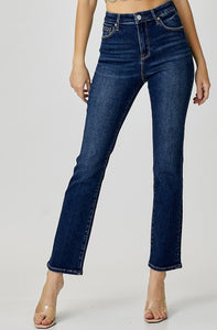 dark wash high waisted jean