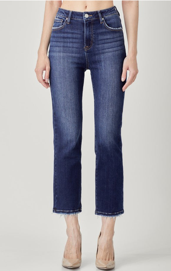 dark wash straight leg jean