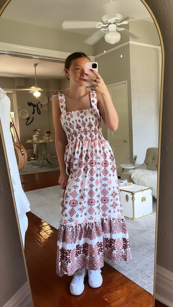 Orange Aztec maxi dress