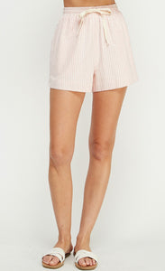 Pink White Striped Shorts