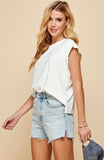 White cuffed tee