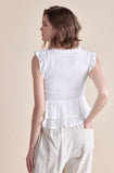 White front lace peplum top